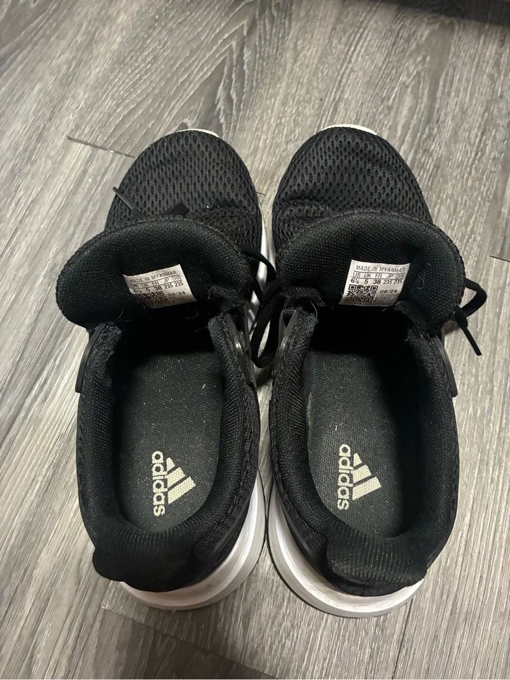adidas Black and White Mesh Athletic Sneakers